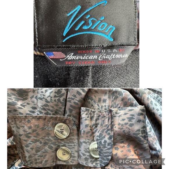 American Vtg Vision iridescent animal print wool lined trench coat XL - Picture 14 of 17
